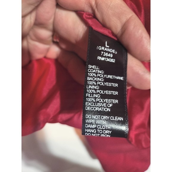 Ambiance Outerwear NWT Red Puffer Cropped Coat Woman Large front zip & pockets - Picture 6 of 6